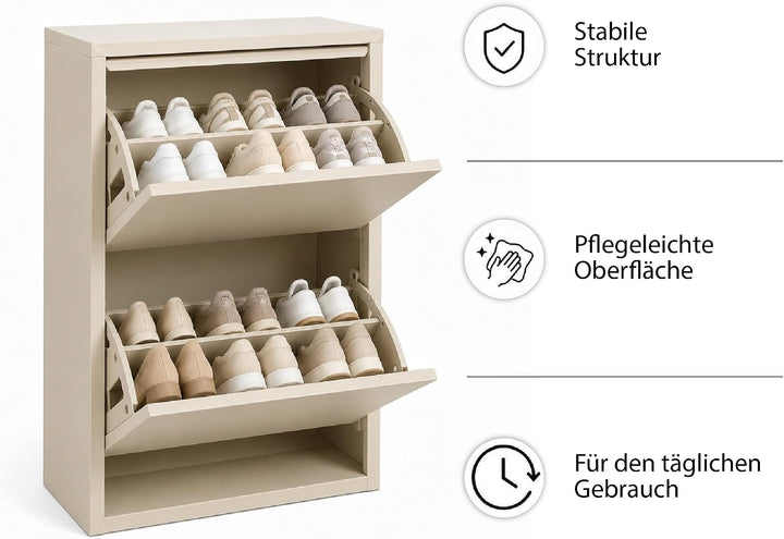 Schuhschrank Schmal, Metall Schuhkipper mit Magnet-Klappen, Schmaler Schuhschrank für Flur, Eingang