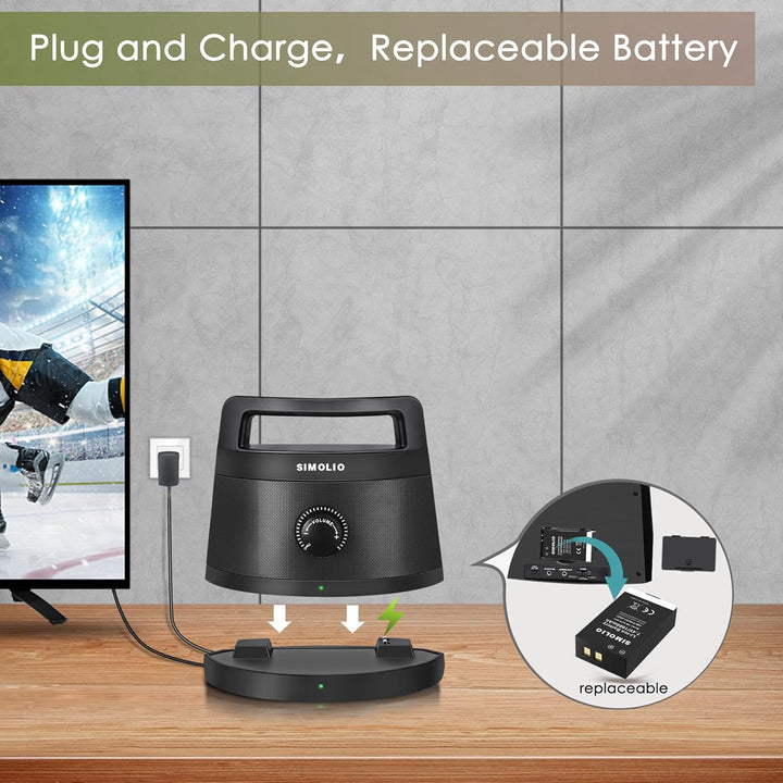 SIMOLIO TV Lautsprecher für Fernseher Kabellos, Tragbare Funklautsprecher für Senioren & Menschen, E