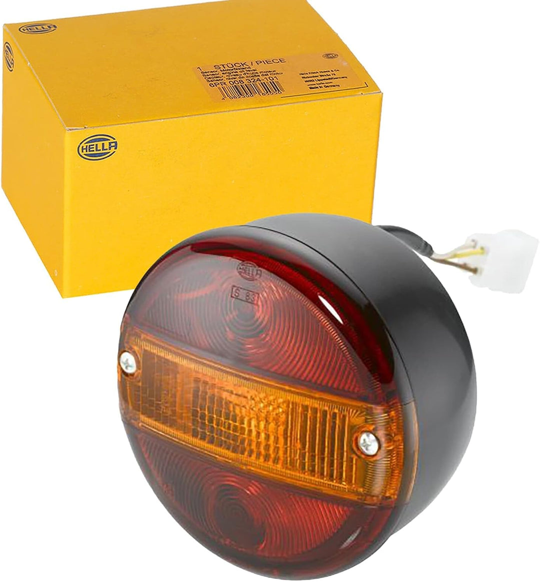 HELLA - Heckleuchte - Glühlampe - 12V - Anbau/geschraubt - Lichtscheibenfarbe: rot/gelb - Kabel: 150