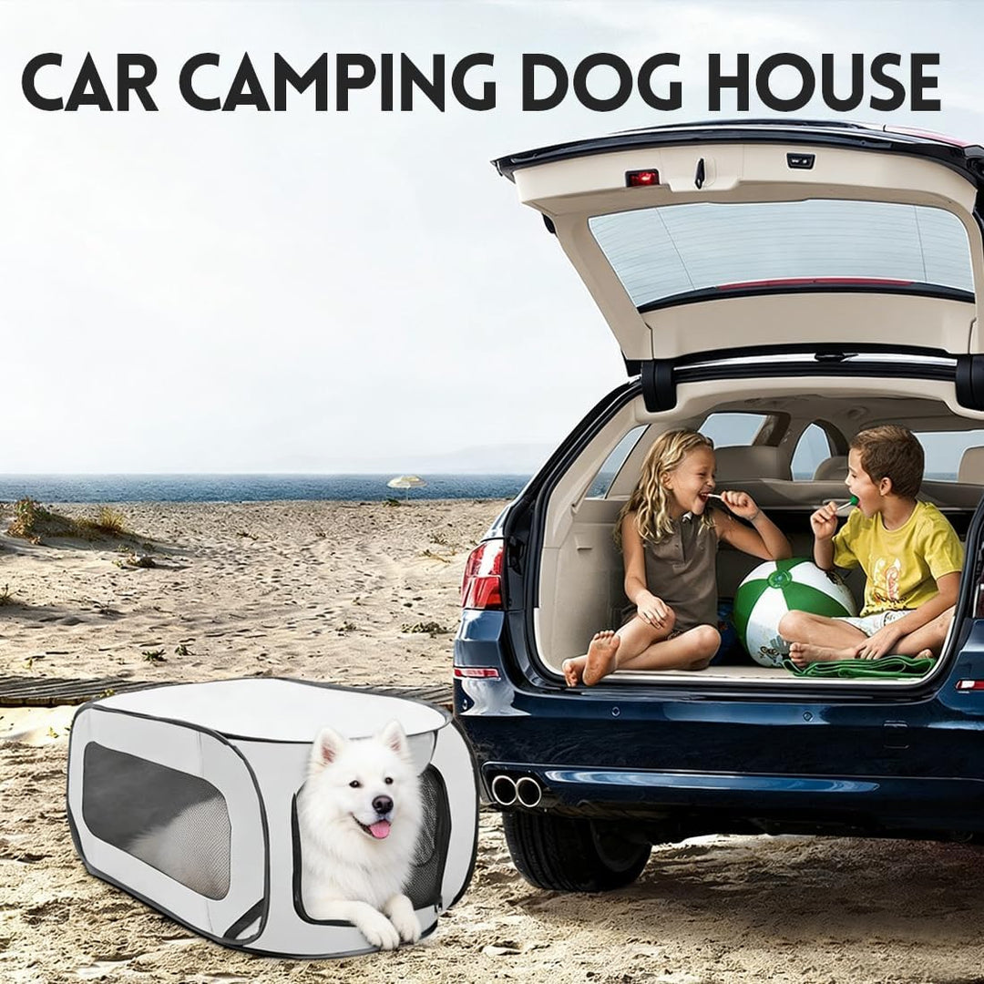 Faltbare Hunde Transportbox 92x52x52 cm - Doppeltürig & Sicher für Autoreisen,Belüftetes Pop-Up Desi