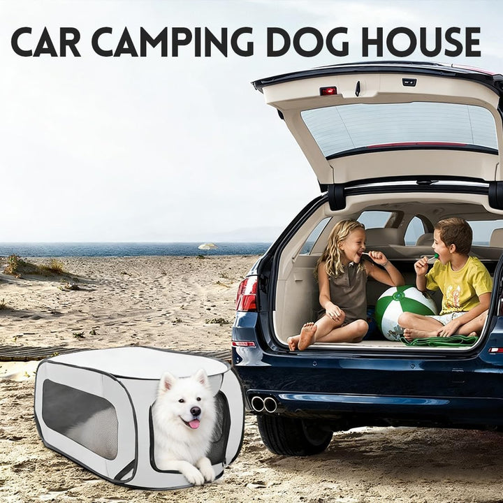 Faltbare Hunde Transportbox 92x52x52 cm - Doppeltürig & Sicher für Autoreisen,Belüftetes Pop-Up Desi