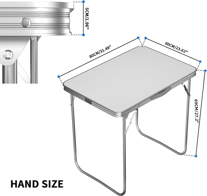 Qimu Leichter Aluminium-Klapptisch, tragbarer Camping-Picknick-Tisch, Outdoor-Klapptisch, faltbarer
