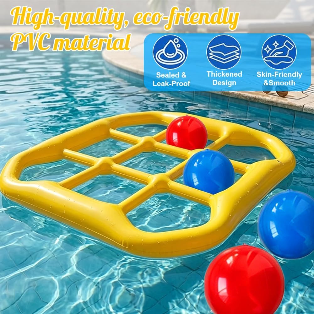 Aufblasbares Wasserspielzeug Set, Tic Tac Toe Pool Spielzeug, 9-Kästchen-Gitter-Wasserspielzeug mit