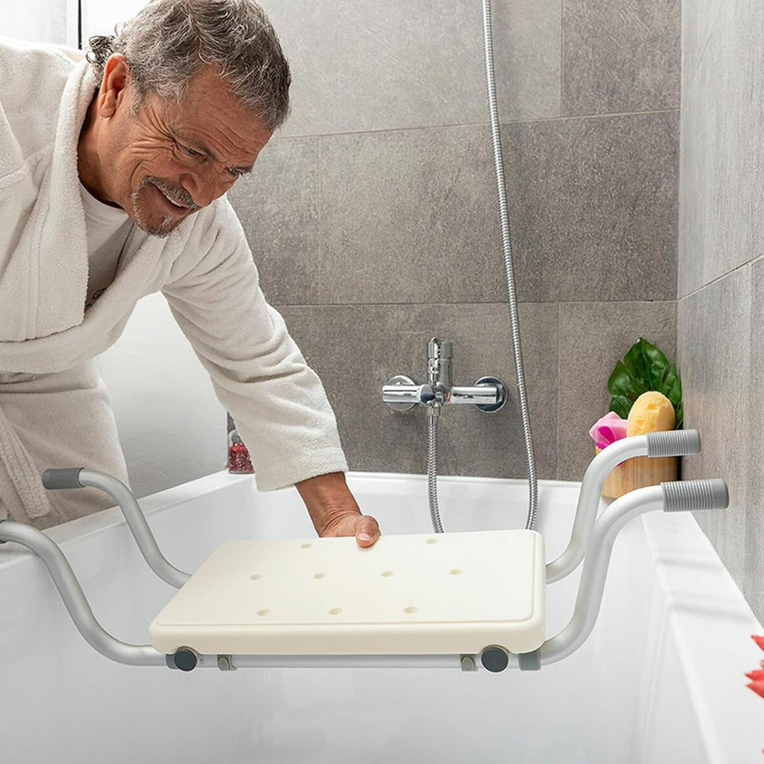 Badewannensitz,Badewannensitz Senioren, rutschfest Badewannenbretter,Ausziehbare 71-81.5 cm,150 KG T