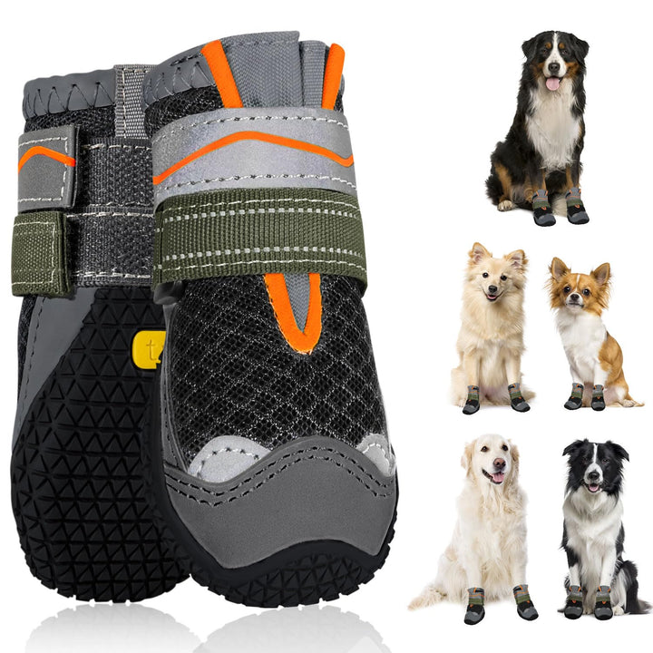SlowTon Hundeschuhe Pfotenschutz, 2 Stück atmungsaktive Hunde Schuhe Outdoor mit Rutschfester Sohle,