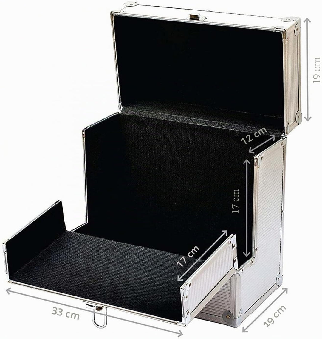 Vinyl LP Koffer für 40 Platten abschliessbar - 33 x 19 x 34 cm - Silberaluminium