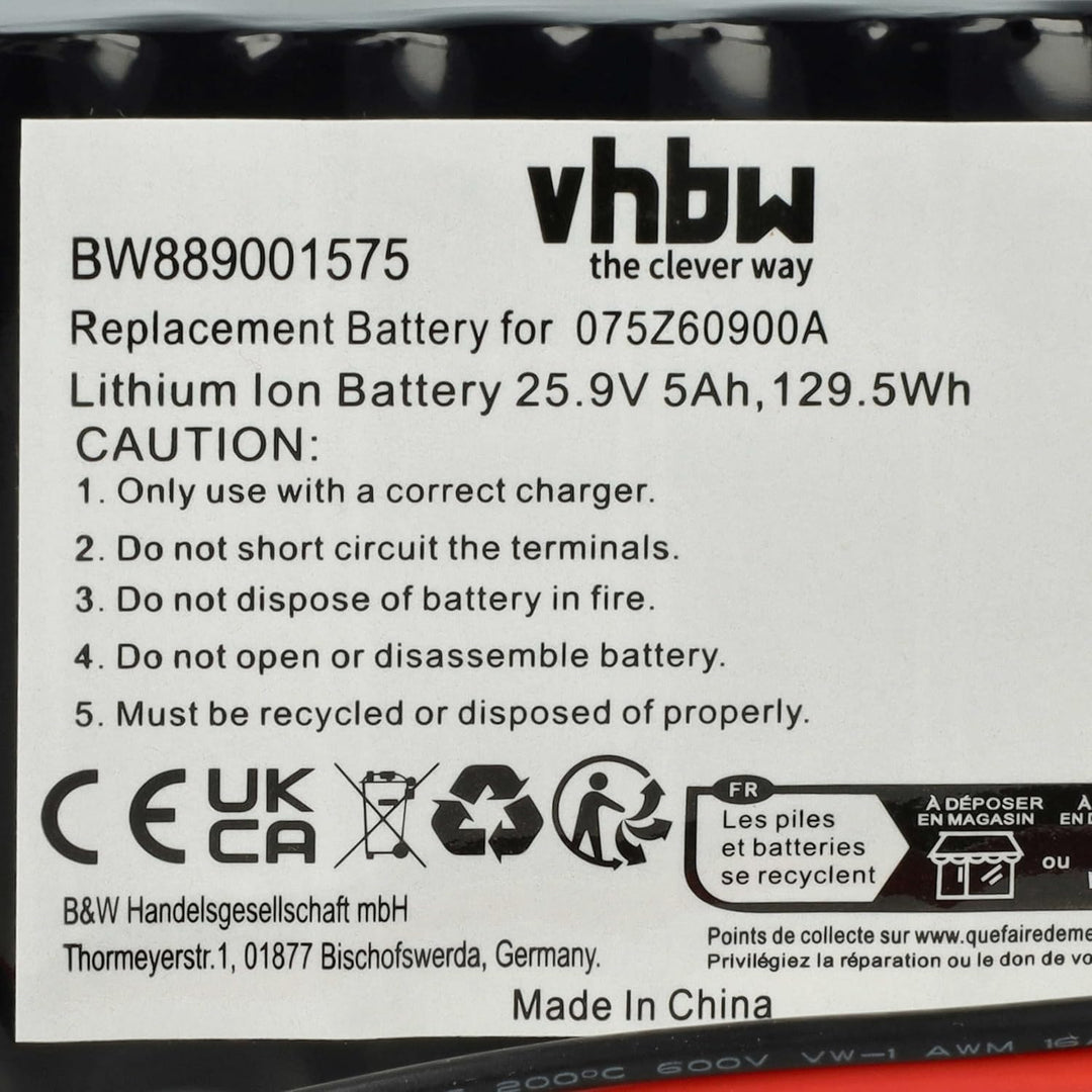 vhbw Akku kompatibel mit Ambrogio L20 S+, Twenty Rasenmäher (5000mAh, 25,9V, Li-Ion)