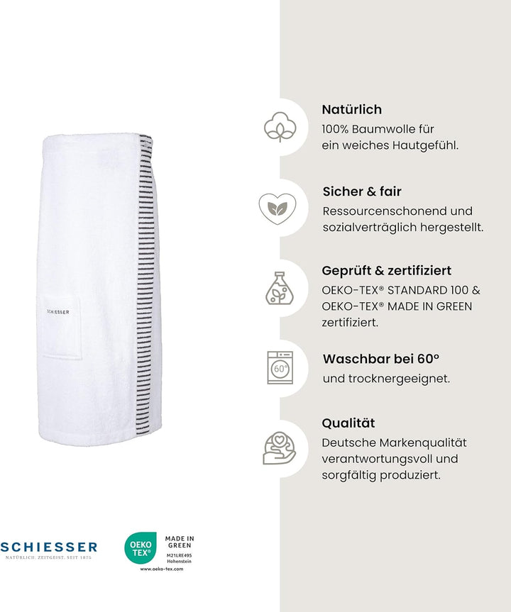 Schiesser Saunakilt Rom für Damen aus saugstarkem Baumwoll-Frottier (Grössen S - XXL), Made in Green