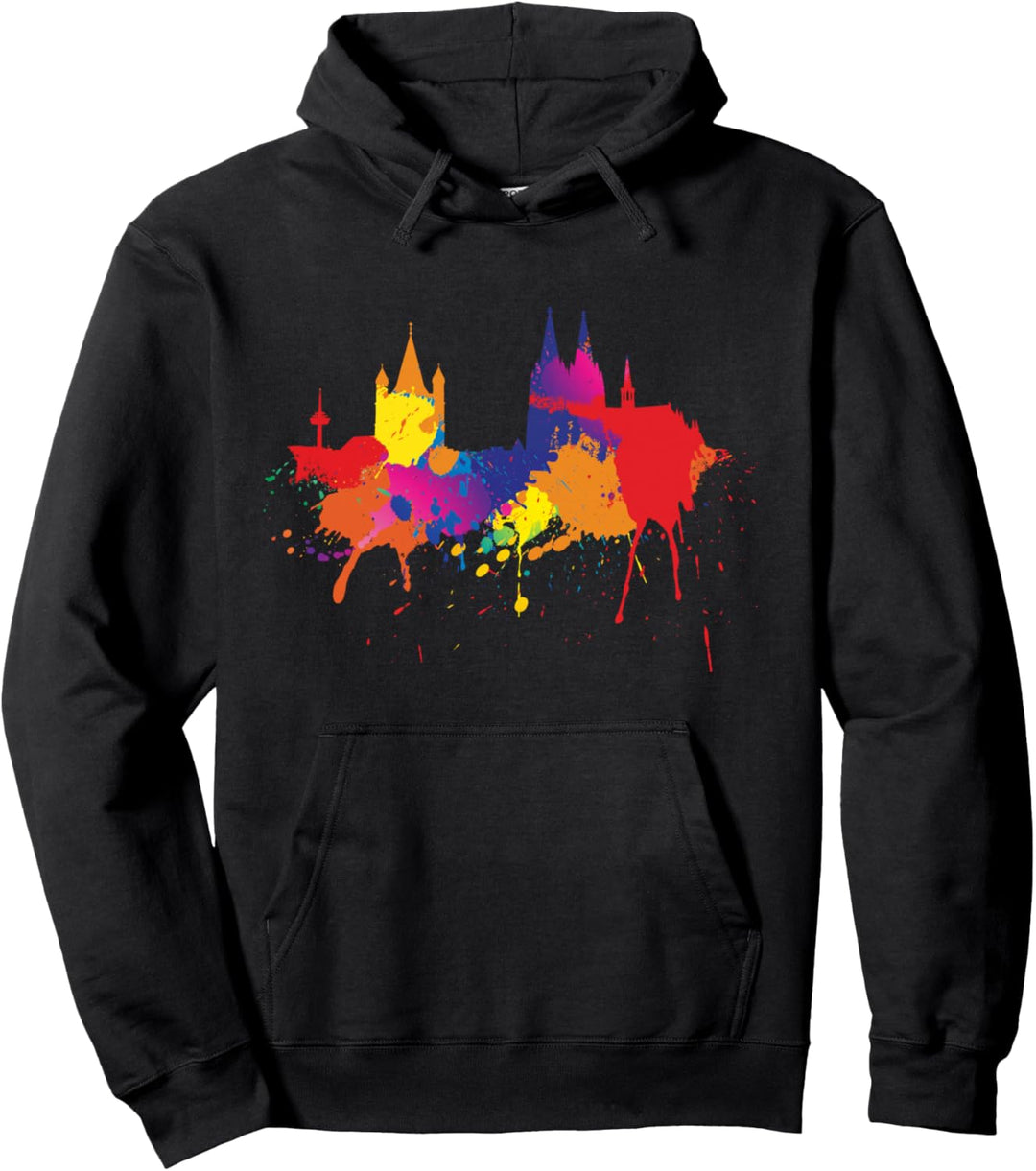 Kölner Skyline Bunt Malerei Farben Kölner Karneval Köln Pullover Hoodie