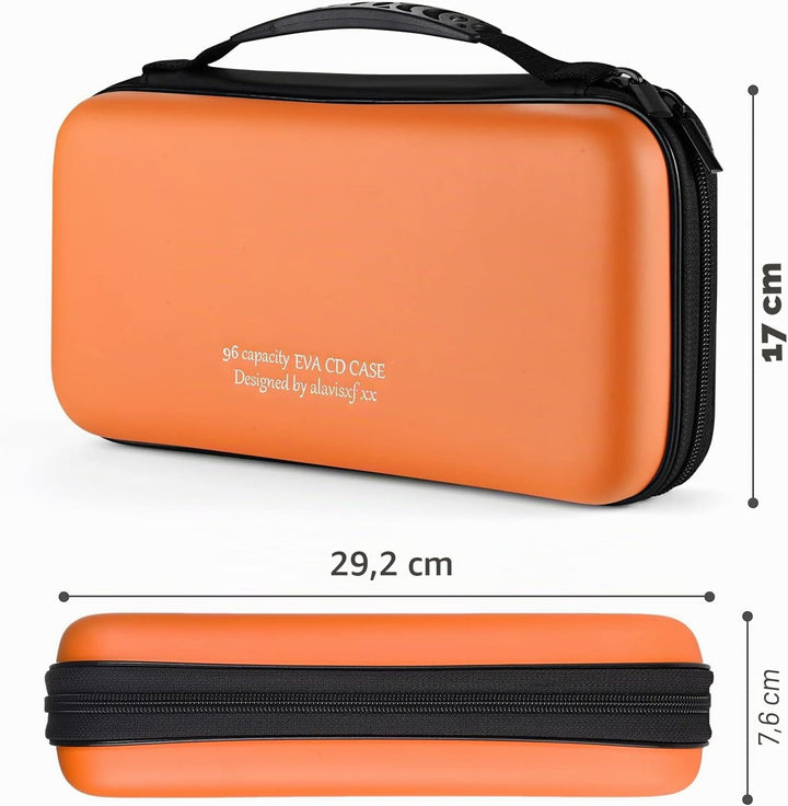 CD Tasche, 96 Kapazität Hart Eva Blu-ray CD-Brieftasche Doppelreissverschluss Handschlaufe Tragbare