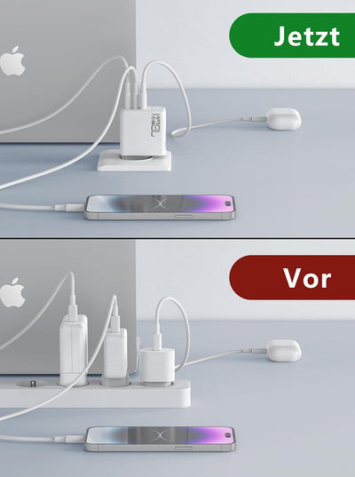 AVUMDA 70W USB C Ladegerät,3 Port USB C Netzteil GaN III Schnellladegerat kompatibel mit MacBook Pro