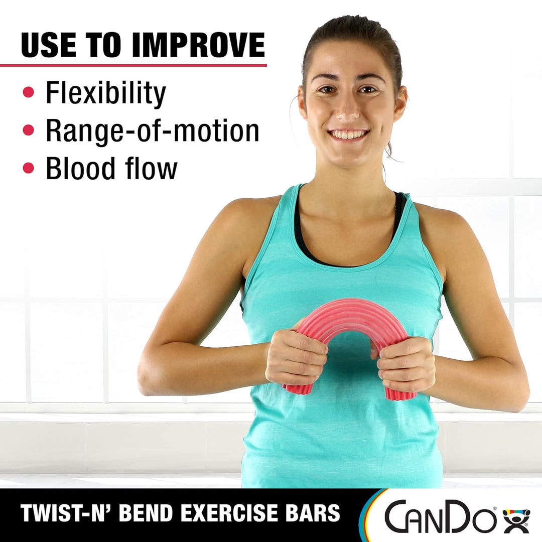 CanDo Hand- und Fingertrainer Twist-n-Bend, Flexibler Übungsstab, Trainingsstab, rot (leicht), 10-15
