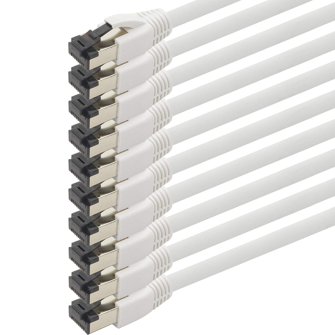 7,5m Cat 8 Netzwerkkabel CAT8 Kabel Weiss - 10 Stück Cat.8 Lan 2000 Mhz 40 Gbit s 40GBase-T Poe+ Pat