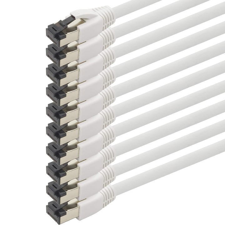 7,5m Cat 8 Netzwerkkabel CAT8 Kabel Weiss - 10 Stück Cat.8 Lan 2000 Mhz 40 Gbit s 40GBase-T Poe+ Pat