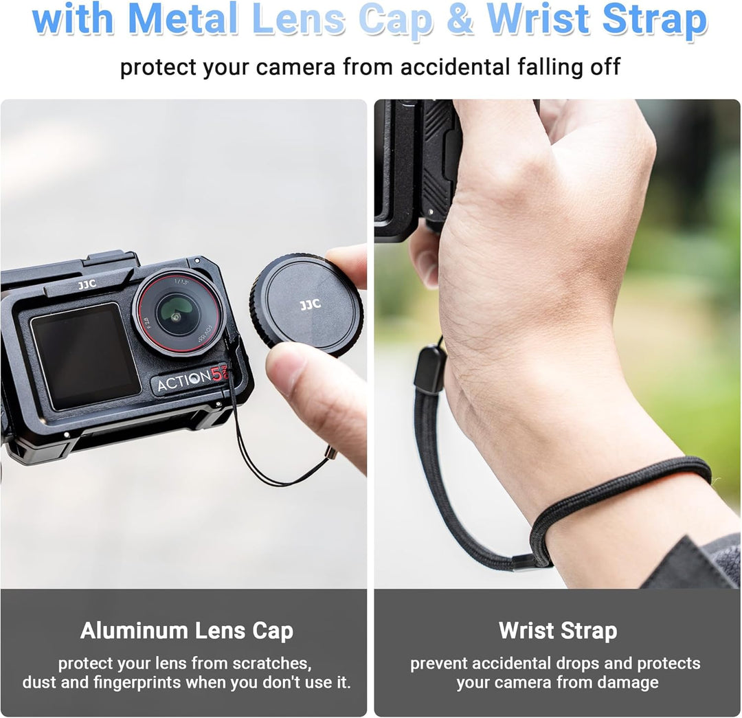 JJC Osmo Action 5 Pro Cage Street Grip Kit, Metall-Schutzrahmen mit Griff für DJI Osmo Action 5 Pro/