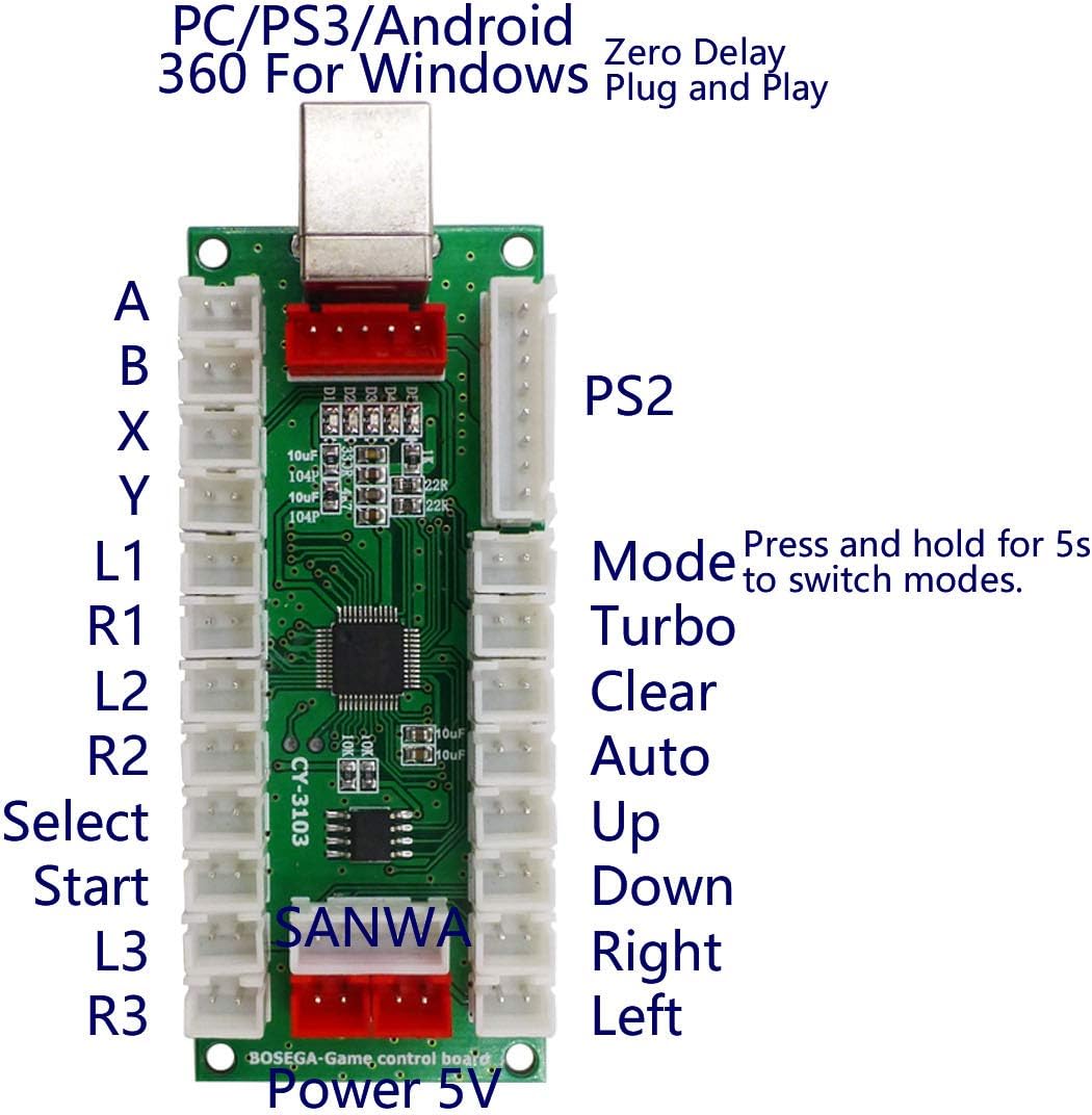 SJ@JX Arcade USB Encoder PC PS3 Android PS3 Encoder Power 5V Zero Delay Arcade Joystick Android Enco