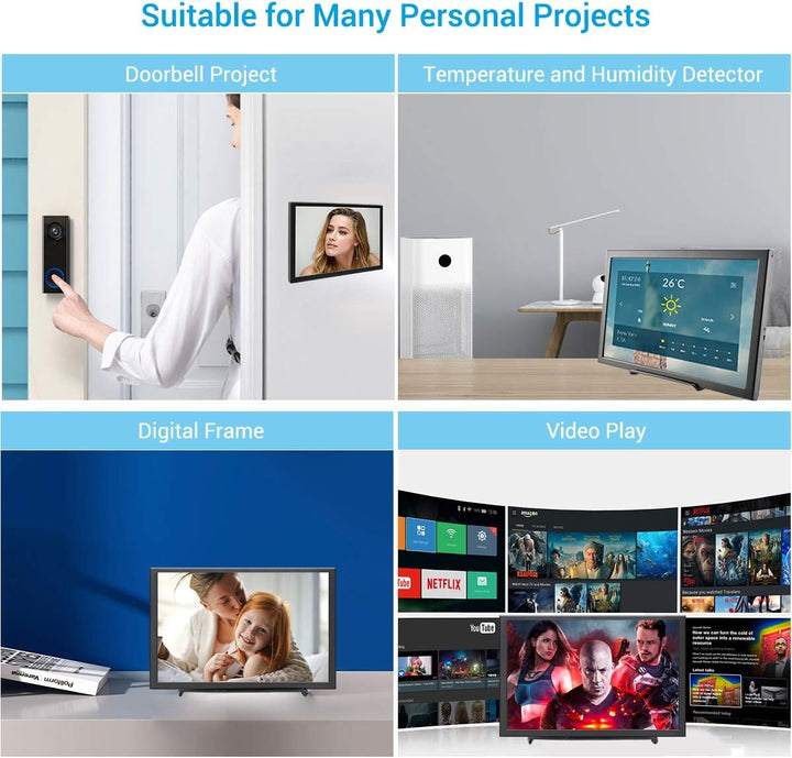 ELECROW Mini Monitor, 8 Zoll IPS Bildschirm for Raspberry Pi Display Externes Screem mit HD-Auflösun