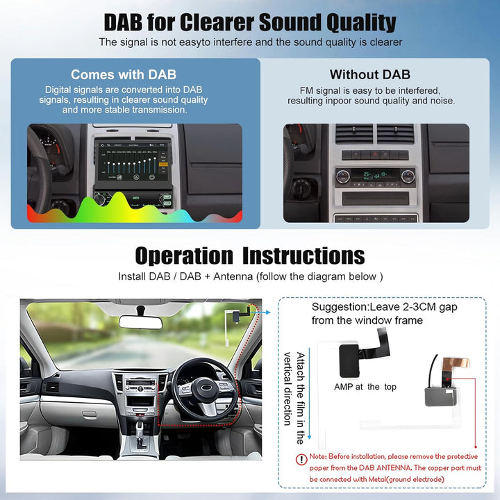 CAMECHO 1 Din DAB Autoradio mit Wireless Carplay Android Auto Mirror Link, 7 Zoll Manuelle Ausfahrba