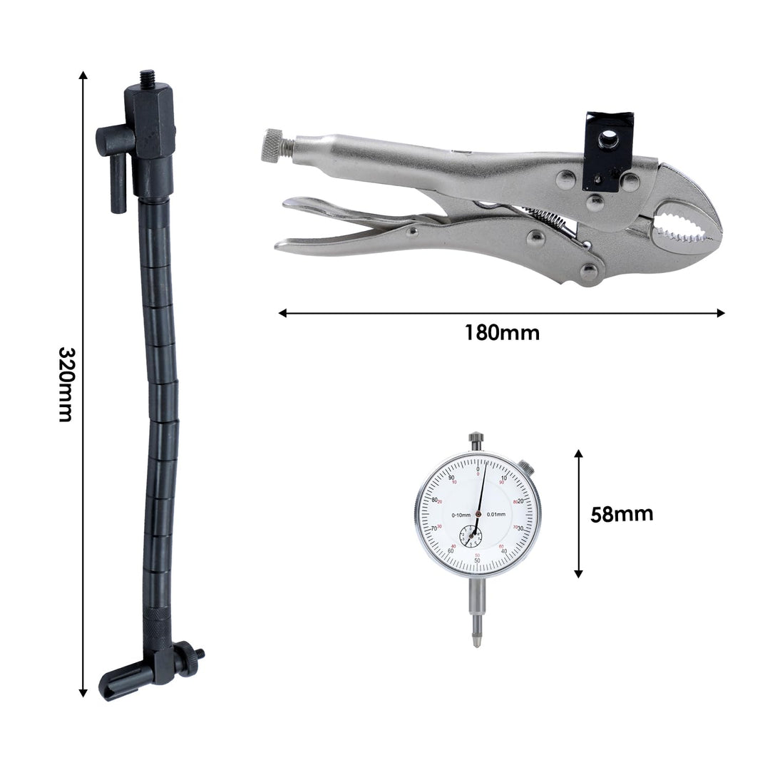 KATSU Messuhr Messgerät DTI 0–10mm mit Flexibler Armgriff Schraubstock Zangenbasis zur Prüfung von R