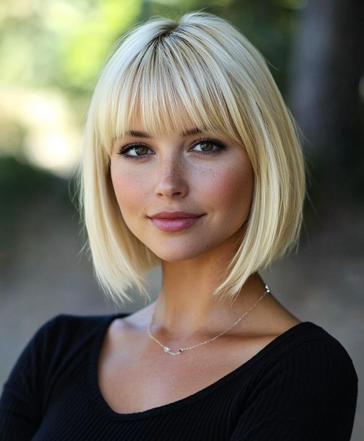 YEESHEDO Short Bob Wig with Bangs 12" Synthetic Straight Carnival Costume Party Cosplay Christmas Ha