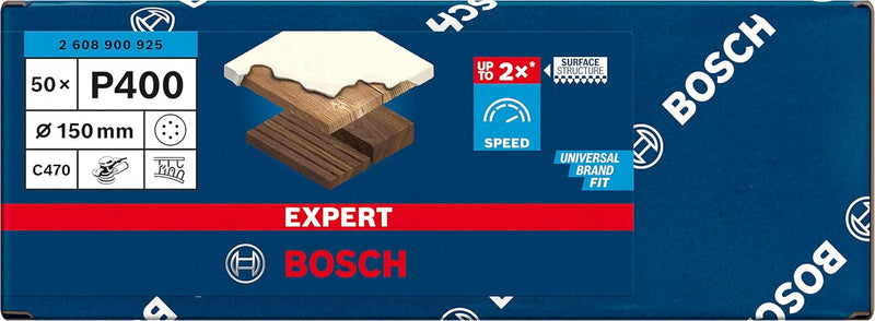 Bosch Accessories 50x Schleifpapier Expert C470 mit 6 Löchern (für Hartholz, Farbe auf Holz, Ø 150 m