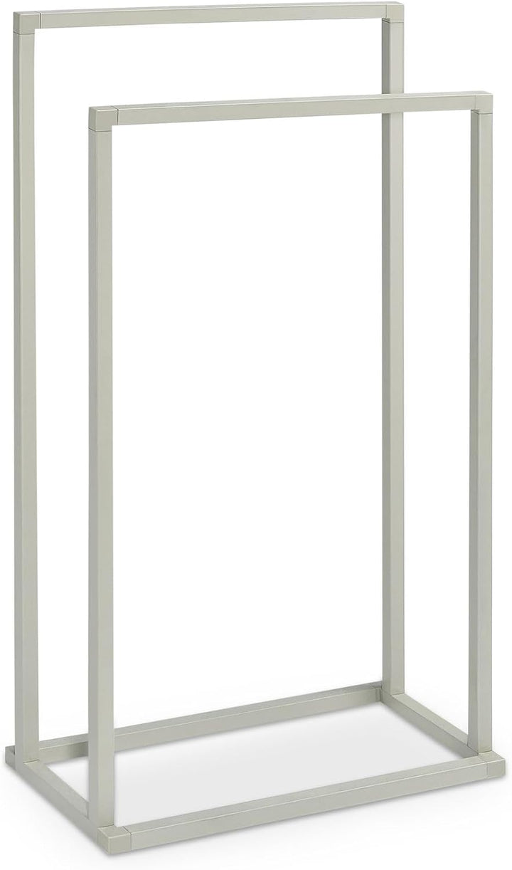 Handtuchhalter MAILO mit 2 Stangen, Beige - Handtuchständer aus Metall, Badetuchhalter freistehend u