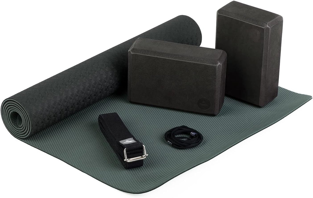 Bodhi Yoga Starter-Set Komplett | Set bestehend aus: 1 Yogamatte aus TPE, 2 Yoga-Bricks aus Eva (Moo