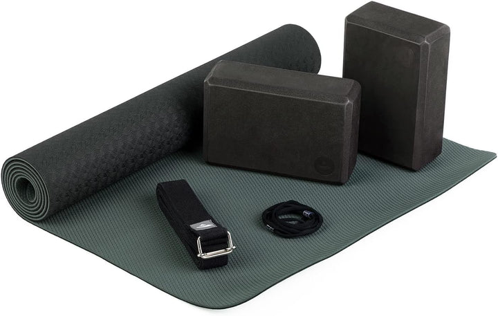 Bodhi Yoga Starter-Set Komplett | Set bestehend aus: 1 Yogamatte aus TPE, 2 Yoga-Bricks aus Eva (Moo