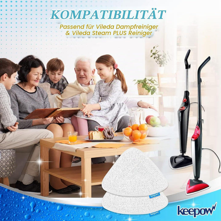 KEEPOW 8 Stück Bodenwischer Ersatzbezug Kompatibel mit Vileda Dampfreiniger &amp; für Vileda Steam PLUS