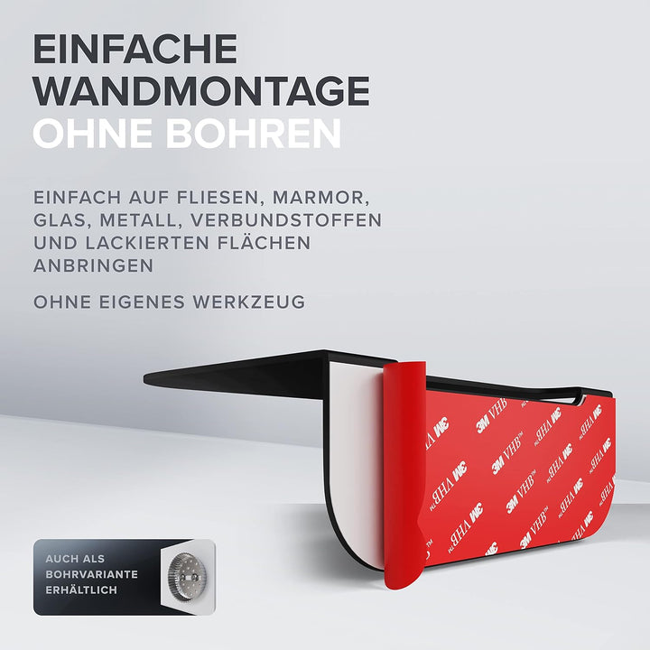 Badablage Gimsoya | Edelstahl | schwarz matt | ohne Bohren | schwarz matt | hängend im Bad oder in d