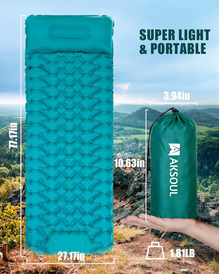 AKSOUL Isomatte Camping Luftmatratze Outdoor: Ultraleicht Gross Aufblasbare Matratze Dick Schlafmatt