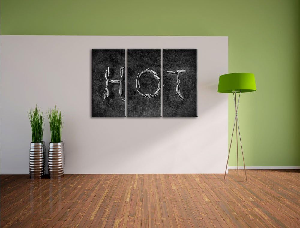 Pixxprint Hot Chili Sharp Red als Leinwandbild/Grösse: 3 Teilig (120x80 cm) cm/Wandbild/Kunstdruck/f