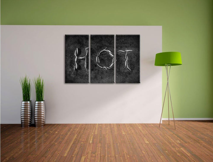 Pixxprint Hot Chili Sharp Red als Leinwandbild/Grösse: 3 Teilig (120x80 cm) cm/Wandbild/Kunstdruck/f