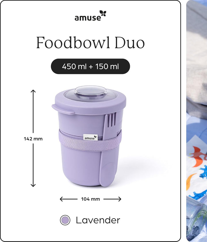 Amuse Müslibecher To Go | 450ml + 150ml | ideal für Overnight Oats, Granola, Meal Prep | Joghurtbech