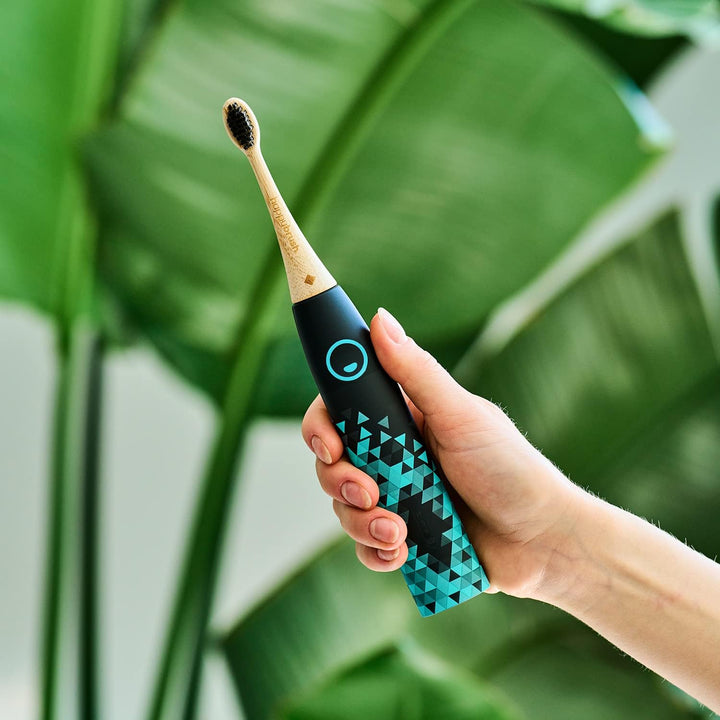 happybrush® Nachhaltige Aufsteckbürsten aus Bambus für elektrische Schall-Zahnbürste Eco VIBE 3 - Se