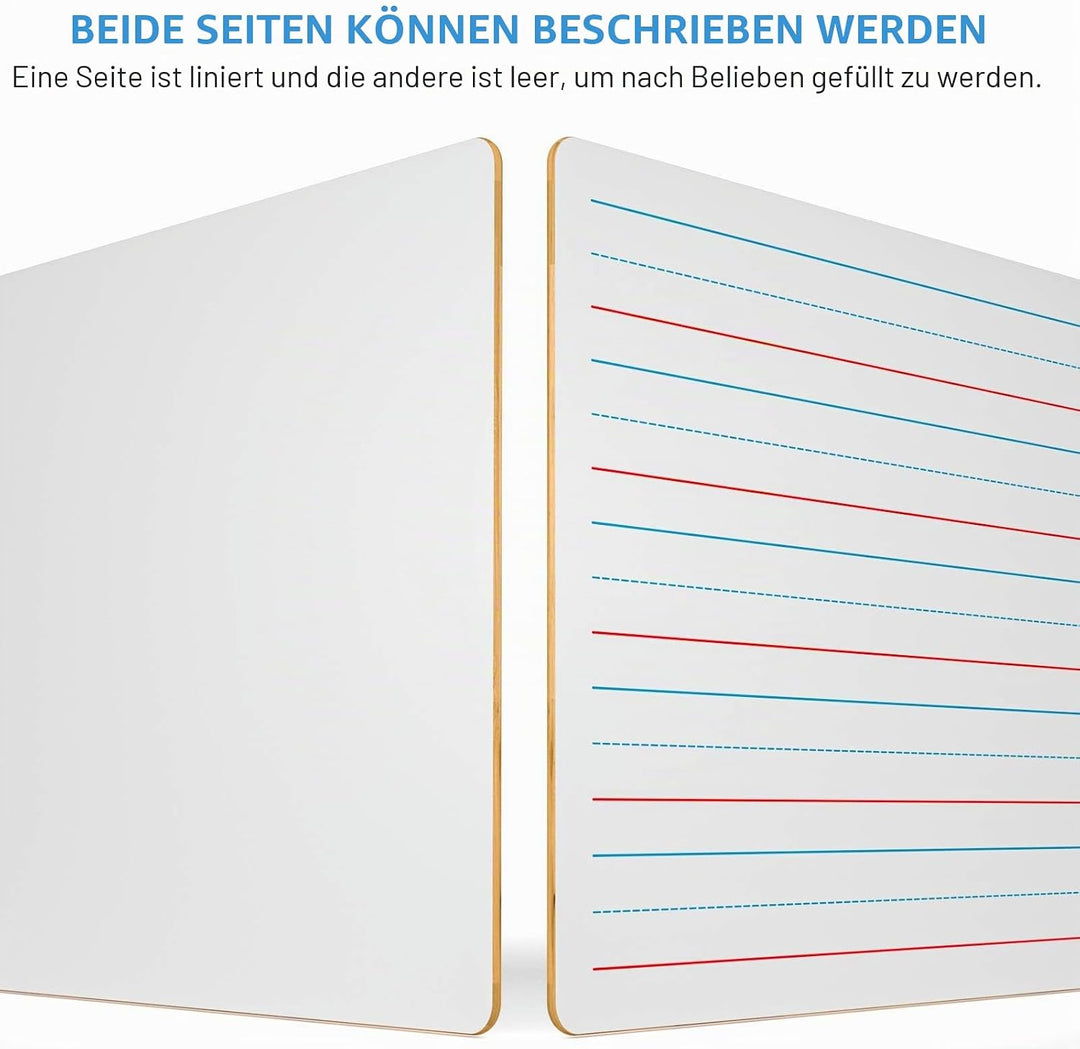 Nicpro 2 Stück Whiteboard Klein A4, Doppelseitiges Desktop Schreibtafel Liniert mit 8 Bunte Stifte,