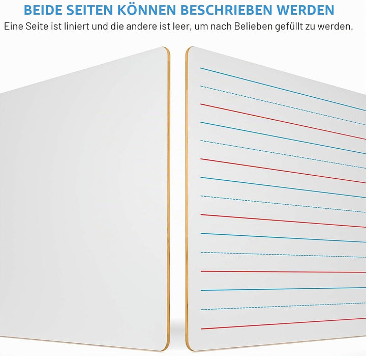 Nicpro 2 Stück Whiteboard Klein A4, Doppelseitiges Desktop Schreibtafel Liniert mit 8 Bunte Stifte,