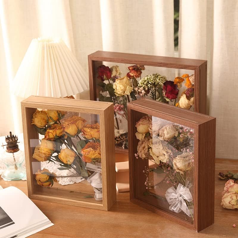 JOSON Bilderrahmen aus Holz, getrocknete Blumen, dekorativ, schwimmend, braun, 20,3 x 25,4 cm, Braun