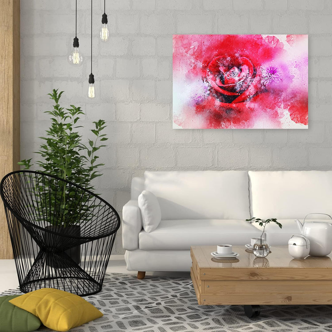 Feeby Vlies Leinwandbild Rose Blumen Natur Blumenmotiv 120x80 cm Druckbild Wandbild Wanddekoration D