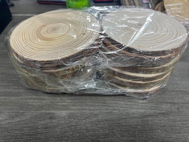 15 Stück Holzscheiben, BetterJonny Rund 12-14cm Holz Log Scheiben Kit mit Loch Unvollendete Holzkrei