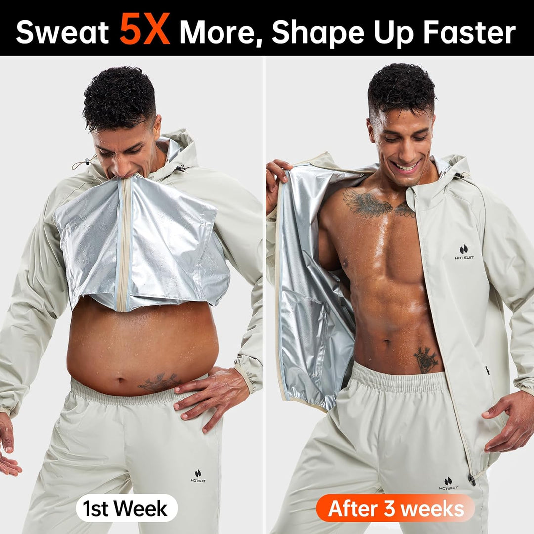 HOTSUIT Schwitzanzug herren Herren-Sauna-Trainingsanzug,Sauna-Reissverschluss, Fitness schwitzjacke