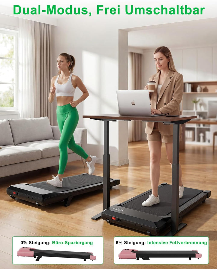 Raceable Walking Pad mit Steigung, Lacuffy Laufband für Zuhause mit APP-Steuerung, unter dem Schreib