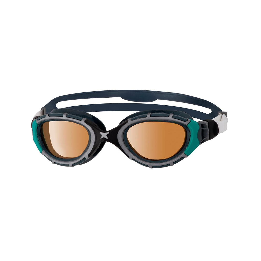 Zoggs Unisex Predator Flex Schwimmbrille (1 Stück) S Schwarz/Grün/Polarisiertes Kupfer, S Schwarz/Gr