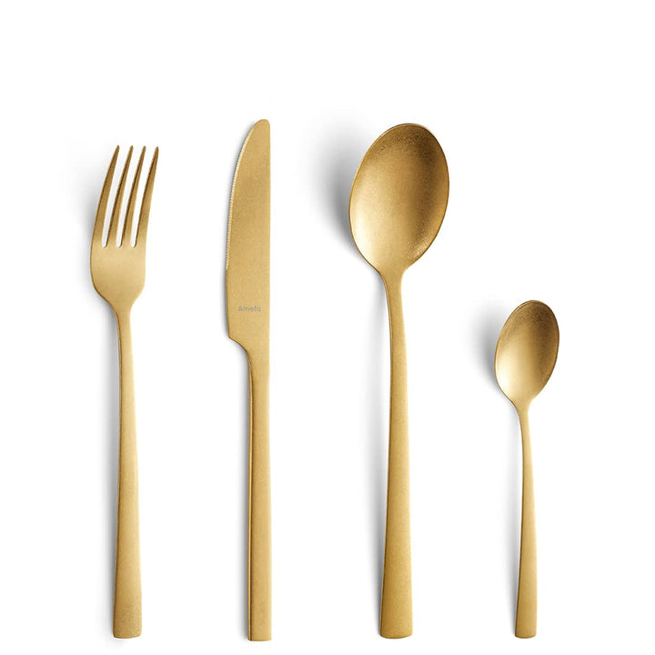 Amefa Besteckset MANILLE 16-teilig | Gold | PVD Beschichtung| Edelstahl rostfrei | Besteck Set für 4