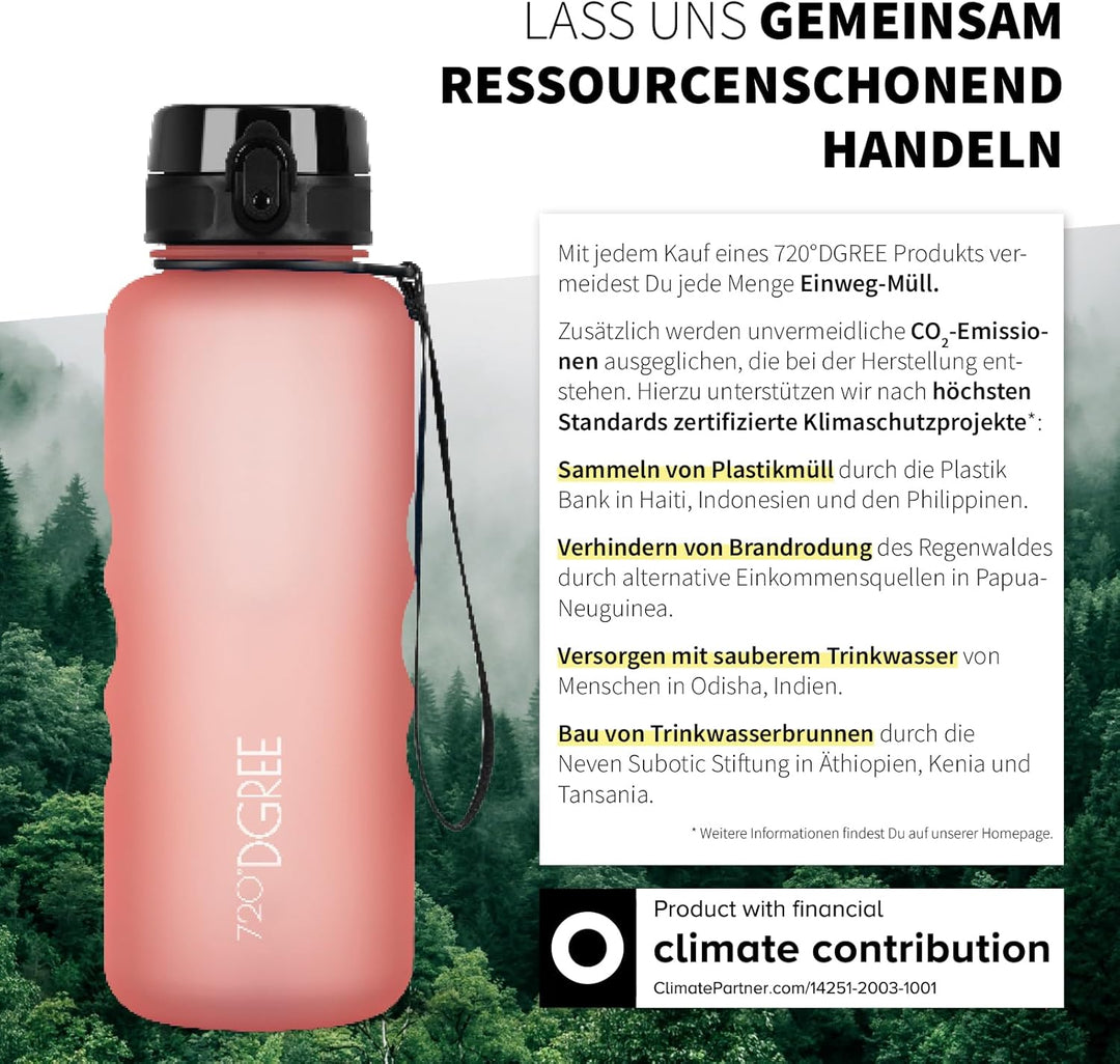 720°DGREE Trinkflasche 1,5 Liter “uberBottle“ softTouch +Sieb - BPA-Frei - XL Wasserflasche für Gym,