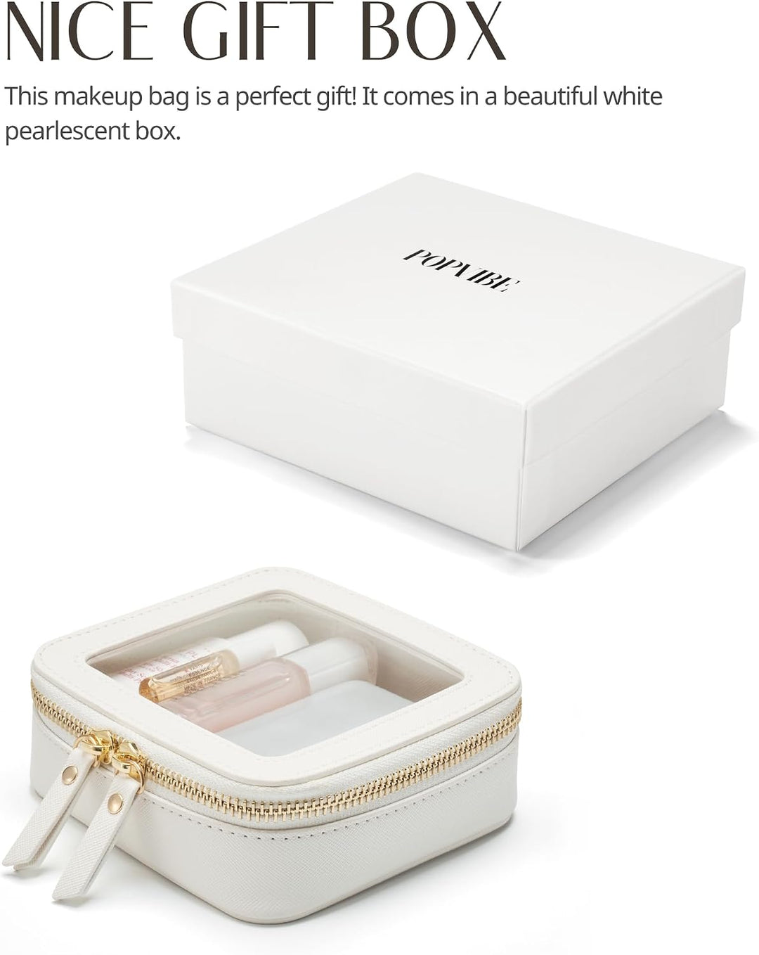 Popvibe Transparente Make-up-Tasche, Kulturbeutel, Reise-Kosmetiktasche mit Reissverschluss, tragbar