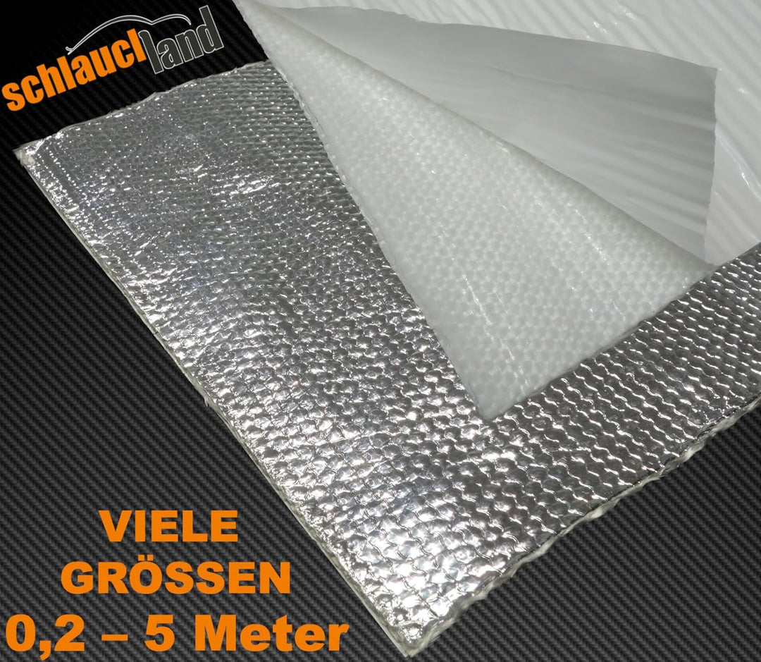 Schlauchland 100x50cm Alu-Fiberglas Hitzeschutzmatte selbstklebend ***Turbo Auspuff Krümmer 1,0m x 0