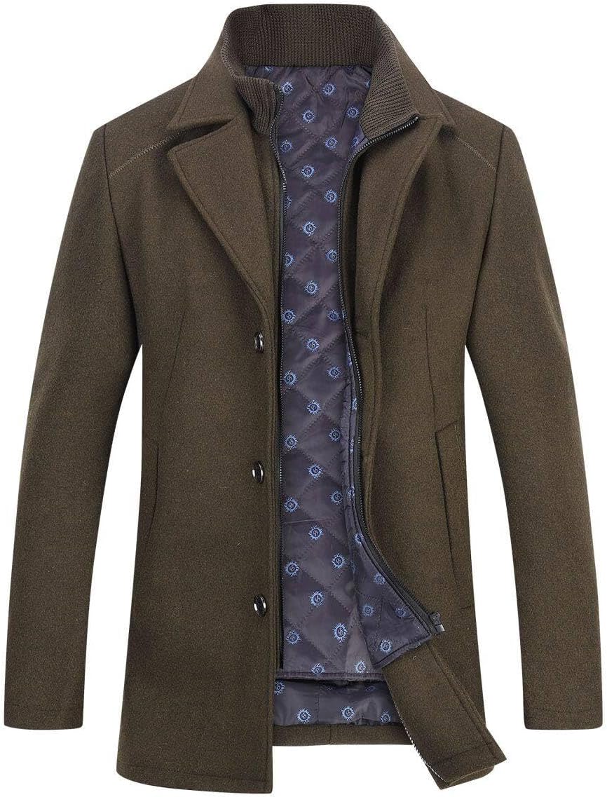 Herren Mantel mit Steppweste Winter Wollmantel Wolle Freizeit Dicker Übergangsmantel Outdoor Winterm