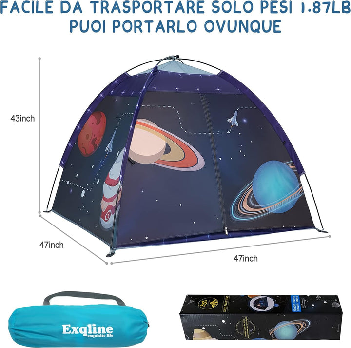 Kinderzelt, Exqline Spielzelt Kinder Zelt Drinnen und Draussen, Pop up Zelt Weltraum Planet Sonnensy