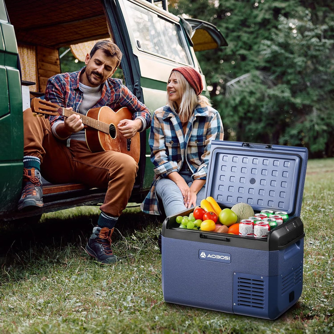 AAOBOSI Kompressor Kühlbox 25L, Tragbare Elektrische Kühlbox 12V/230V, IPX4 Wasserdicht, -20°C bis 2